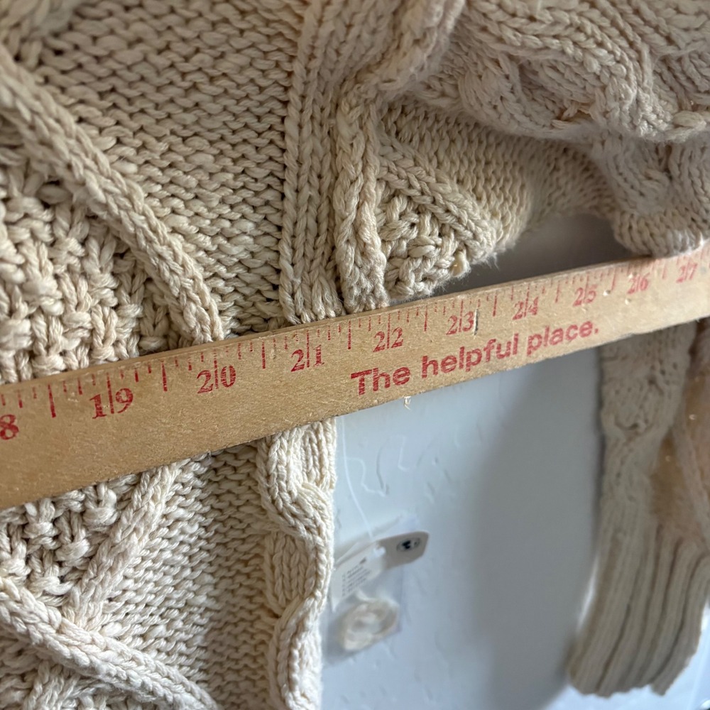 Free People Driftwood Cable Polo Ivory Half Zip Oversized Sweater OB1590762 S - Picture 10 of 10